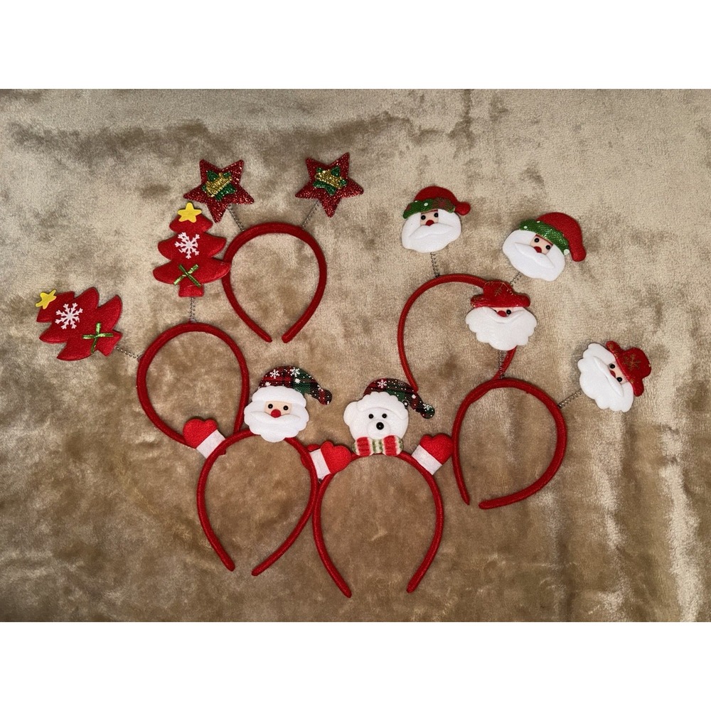New Fun Christmas Headbands Santa 6 pieces Tree Bouncy